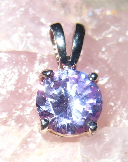 Dazzling Round Tanzanite CZ Sterling Silver Pendant