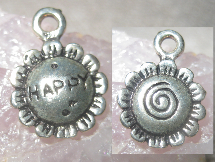 Sterling Silver Sunflower "Happy" Charm