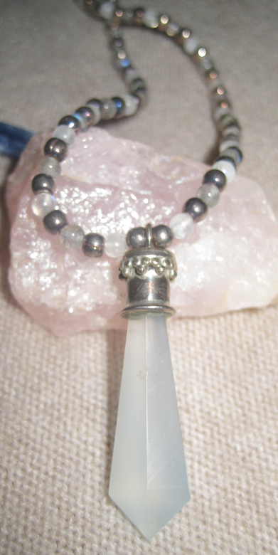 Labradorite and Chalcedony Silver Necklace