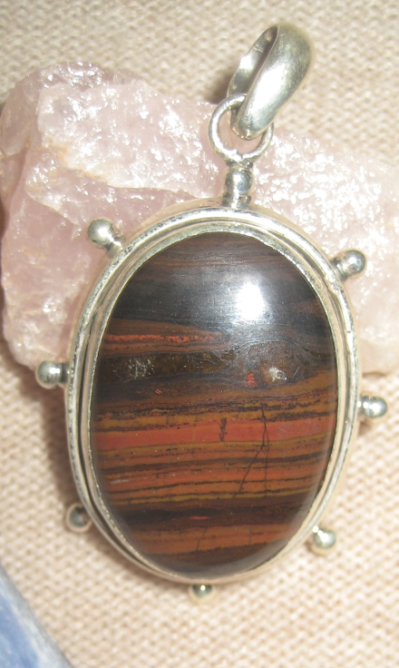 Large Polished Jasper Sterling Silver Pendant