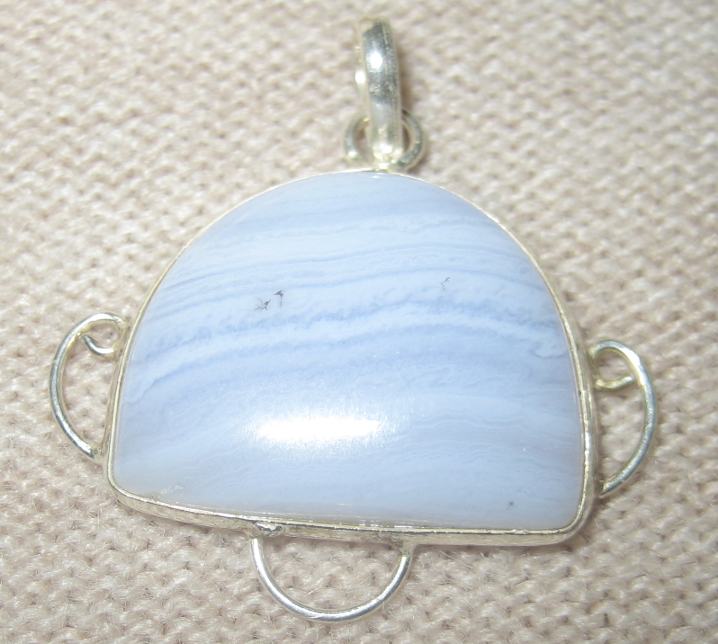 Blue Lace Agate Sterling Silver Pendant