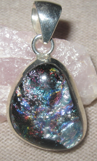 Confetti Colors Dichroic Glass Sterling Silver Pendant