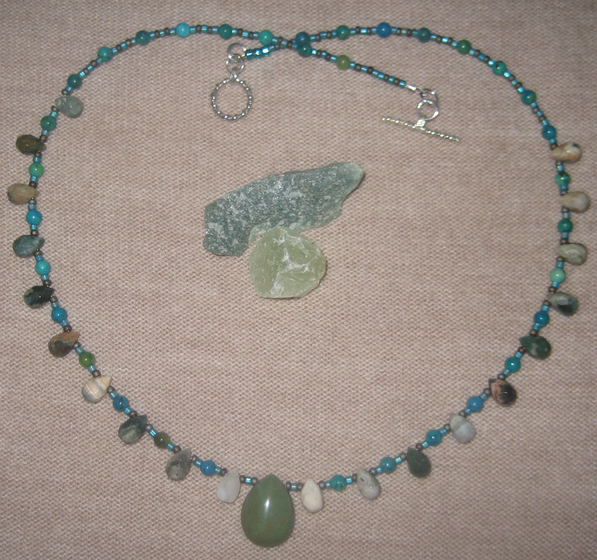 Natural Turquoise, Jasper and Chrysocolla Beaded Necklace