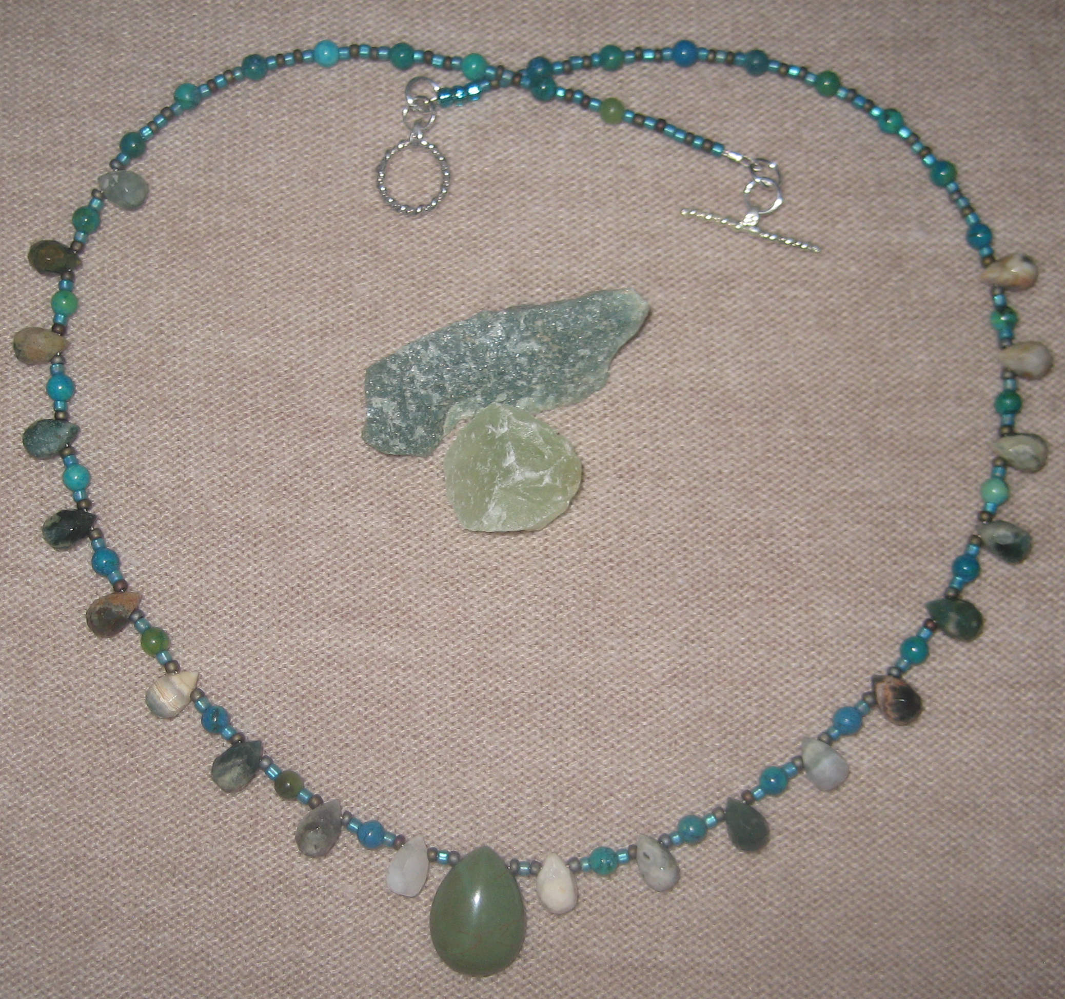 Natural Turquoise, Jasper and Chrysocolla Beaded Necklace Natural Turquoise, Jasper and Chrysocolla Beaded Necklace