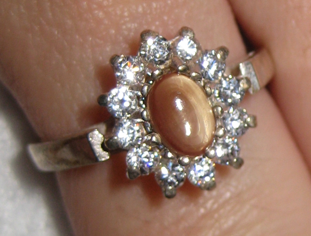 Citrine Cabochon Ring with CZ accents size 8