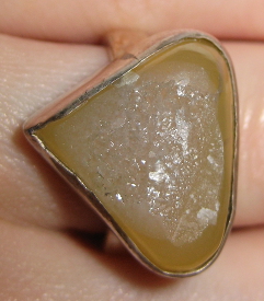 Pale Amber Yellow Druzy Quartz Ring size 7