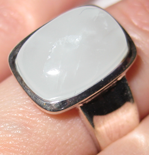 White Quartz Wide Band Ring size 7.5