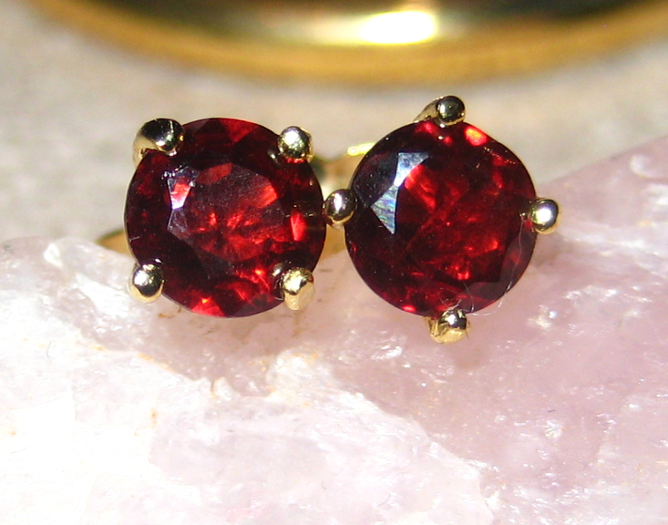 Natural Red Garnets Gold Vermeil Earrings