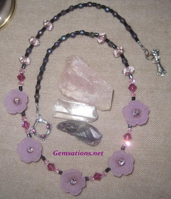 Swarovski Crystals and Flowers Beaded Necklace