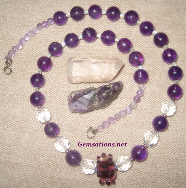 Natural Amethyst and Faceted Glass Beaded Necklace