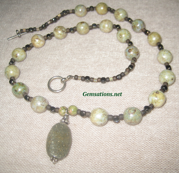 Natural Jasper and Earth Tone Glass Beads Necklace