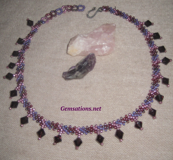 Purples and Pinks Glass Woven Bead Necklace