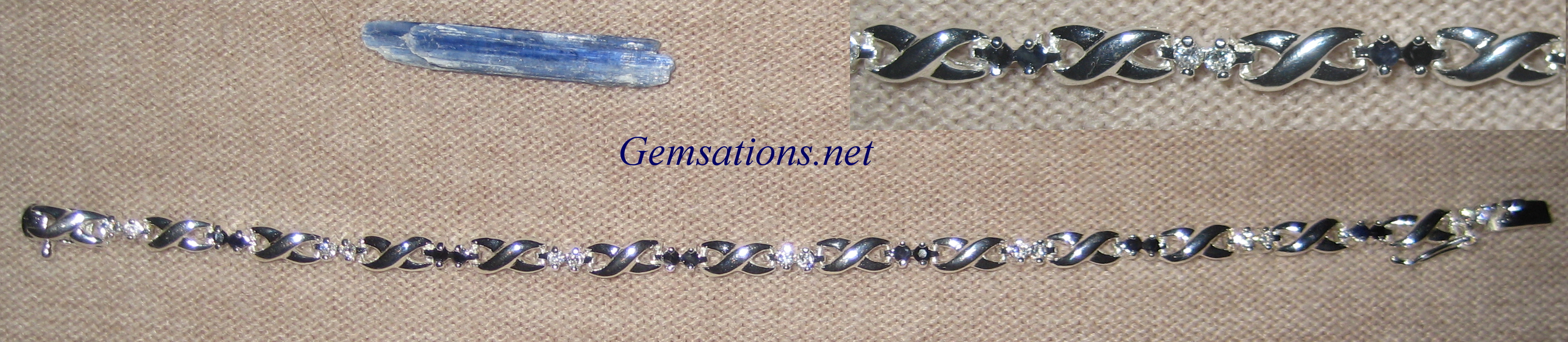 Natural Sapphires and Diamond CZs Hugs and Kisses Bracelet